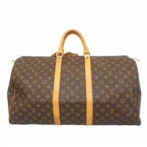 LOUIS VUITTON Brown Monogram Keepall 55 Boston Bag
